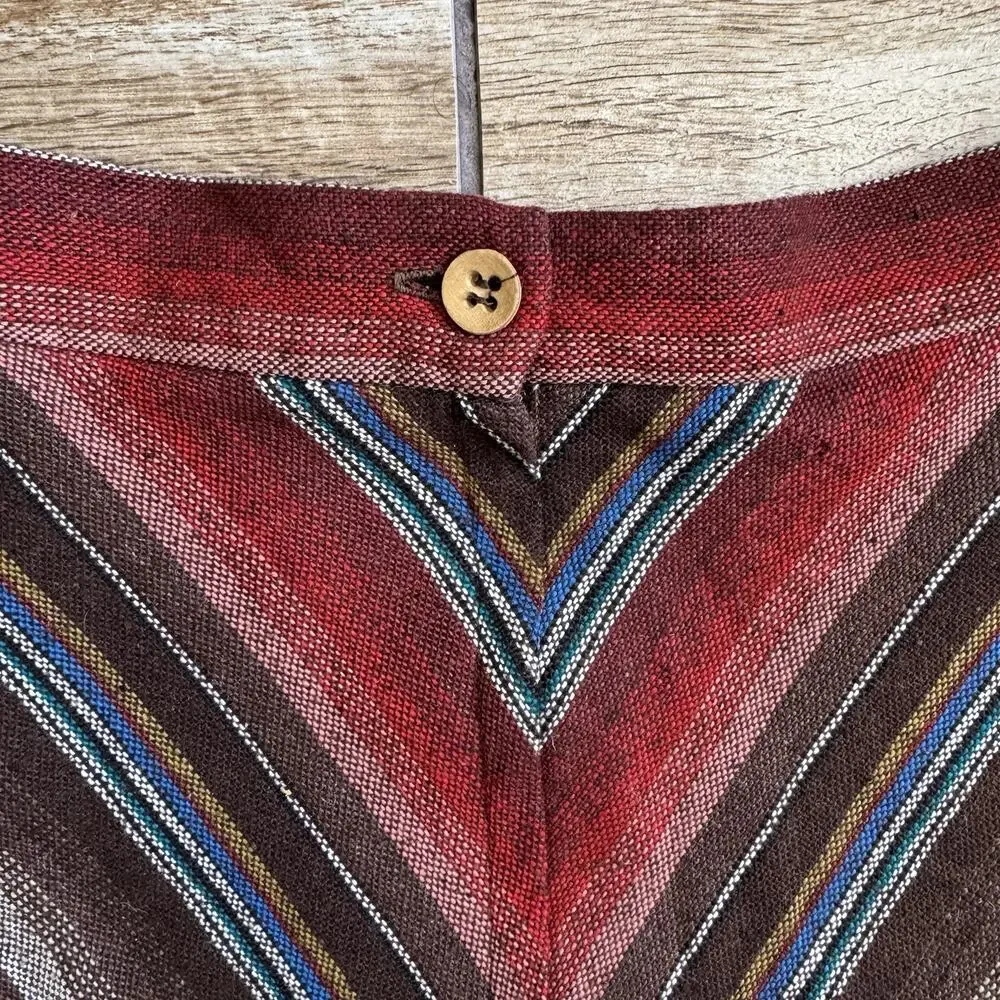 Vintage Juniors Brown Chevron Stripe A-Line Skirt Academia Union Made